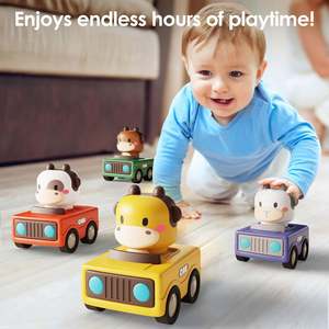 ILearn Press Ensemble de voitures de course animales pour bébés et tout-petits, avec jouets à friction à pousser et à tirer, pour les 6 mois à 3 ans - Product Image 3
