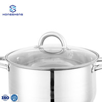 Batterie de cuisine jumbo en acier inoxydable d'usine OEM casserole avec couvercle en verre