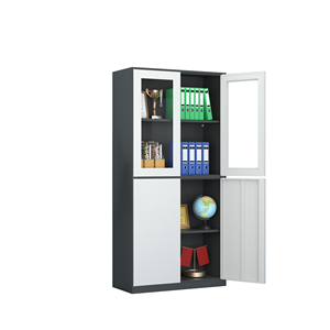 Archivador <span class=keywords><strong>de</strong></span> Oficina <span class=keywords><strong>de</strong></span> Acero <span class=keywords><strong>de</strong></span> Diseño Moderno con 4 Puertas <span class=keywords><strong>de</strong></span> Vidrio, con Cerradura, Ahorro <span class=keywords><strong>de</strong></span> Espacio, Duradero y Ajustable - Product Image 1