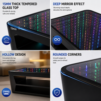 Table de salon commerciale lumineuse avec logo personnalisé, barre lumineuse LED, base en acier inoxydable, finition brillante, vente en gros