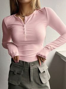 2024 Top de suéter de punto ajustado acanalado con botones nuevos para mujeres europeas y americanas - Product Image 4