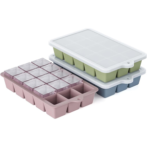 Plateau à glaçons en <span class=keywords><strong>silicone</strong></span> sans BPA Moules à glaçons en <span class=keywords><strong>silicone</strong></span> faciles à libérer Machine à glaçons flexible avec <span class=keywords><strong>couvercle</strong></span> - Product Image 1