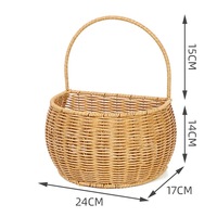 Panier de rangement mural décoratif de style pastoral vintage pour oignons, gingembre et ail, en PP tressé, suspendu, pour fleurs