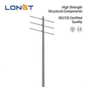 Poteau de transmission d'énergie en acier LONGT, finition galvanisée à chaud, hauteur 3m-35m, résistance au vent 180km/h, garantie 5 ans, durable - Product Image 1