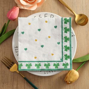 Clover Themed Paper Napkins 330mm Double Layer Printed For Themed Party Use - Product Image 2