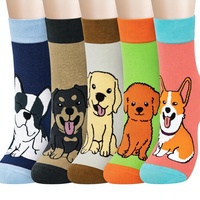 Chaussettes en coton pour femmes Chalier Cozy Over Knee, 5 paires, motif animal, chien, chat, cadeaux amusants et originaux pour femmes, taille unique (Corgi rose)