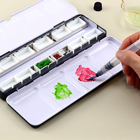 0.3ml 1ml 1.8ml 2ml 3.2ml 7.2ml Demi-palettes vides en plastique transparentes et blanches pour aquarelle et peinture à l'huile