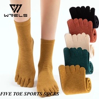 Chaussettes à cinq doigts WRELS prêtes à être expédiées, chaussettes de sport extensibles antidérapantes à cinq doigts, chaussettes absorbant la transpiration, chaussettes respirantes en coton