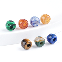 Perles en cristal naturel à 3 grands trous de 8 mm, perles en vrac pour la fabrication de bracelets et de colliers, perles en agate, perles en œil de tigre, perles en forme de baril