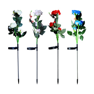 Solar <b>Rose</b> Garden <b>Light</b> 3-Head LED Portable Outdoor Decor With Poly-Si Panel Water Resistant - Product Image 5