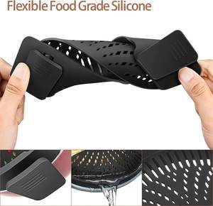<span class=keywords><strong>Foldable</strong></span> हाथों से मुक्त सिलिकॉन रसोई खाद्य मांस सब्जियों के लिए छलनी कोलंडर झरनी पर क्लिप के लिए सभी बर्तन और धूपदान - Product Image 3