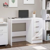 Bureau d'ordinateur durable et écologique avec tiroirs, coiffeuse, poste de travail blanc brillant pour bureau à domicile