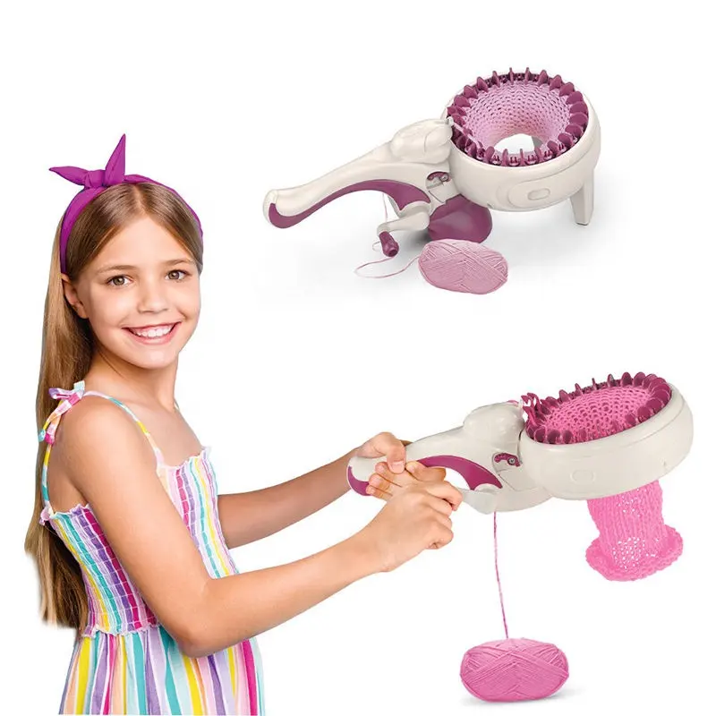 Nova versão DIY brindes para crianças e meninas, brinquedo fashion para trançar cabelos, máquina de tricô, brinquedo de costura