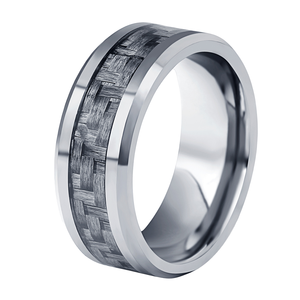 Bague de mariage en tungstène plaqué or 18 carats Bague de fiançailles biseautée 8mm à la mode pour hommes avec <span class=keywords><strong>diamant</strong></span> taille ovale Style classique pour les fêtes - Product Image 1