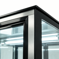 Vitrine commerciale à double porte coulissante pour gâteaux, en marbre et acier inoxydable, avec éclairage LED et étagères réglables
