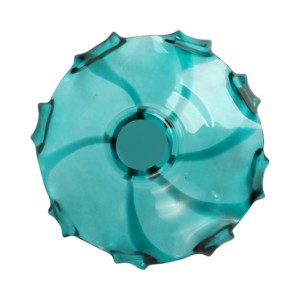 Ciotola Decorativa in Vetro Soffiato Artigianale Turchese con Bordo Nero, Centrotavola per Tavolino da Caffè, Soggiorno, Arredamento Casa - Product Image 6