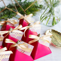 Boîtes Cadeaux Triangulaires de Qualité pour Mariage, Boîte à Dragées avec Ruban et Étiquette