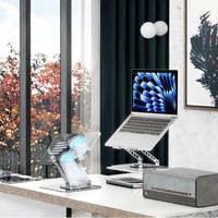 Support d'ordinateur portable réglable avec rotation à 360°, support pliable en métal pour ordinateur portable et tablette avec ventilateur de dissipation thermique