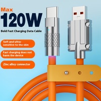 Kabel Data Tipe-C Pengisian Cepat 120W 3A Harga Terjangkau, Konektor Logam Silikon Cair Paduan Seng, Konduktor Tembaga Berlapis Timah untuk