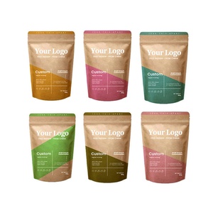 Sachet Doypack Brun Personnalisé Réutilisable avec Fond Plat et Sac en Papier Kraft pour Emballage de Café, Thé, Noix et Aliments - Product Image 1