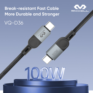 Miccell PD <span class=keywords><strong>cable</strong></span> de carga <span class=keywords><strong>tipo</strong></span> <span class=keywords><strong>C</strong></span> 100W <span class=keywords><strong>cable</strong></span> de datos de carga rápida trenzado <span class=keywords><strong>tipo</strong></span> <span class=keywords><strong>C</strong></span> a <span class=keywords><strong>tipo</strong></span> <span class=keywords><strong>C</strong></span> <span class=keywords><strong>cable</strong></span> de carga móvil para Androide - Product Image 2