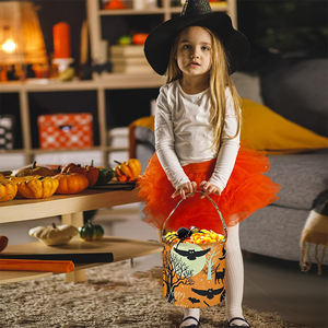 Panier de rangement en coton fait main écologique avec poignée, design chauve-souris du <span class=keywords><strong>diable</strong></span> d'Halloween, pour la décoration de la maison, utilisation polyvalente - Product Image 5