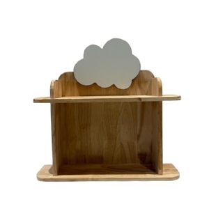 Ripiano a muro per bambini con Design Cloud in legno con Display a 2 livelli di stoccaggio per bambini scaffali a parete per l'arredamento della stanza - Product Image 2
