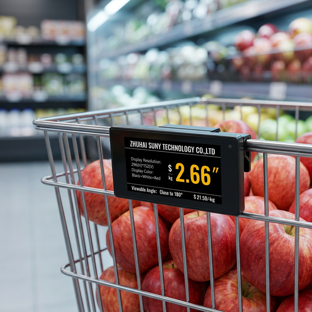 2.66 Inch E-Paper Electronic Shelf Label 2.4GHz Wireless Digital Price Tag 3-Color Display for Supermarket Shelves