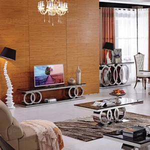 Modernos Soportes de <span class=keywords><strong>TV</strong></span> de Mármol Negro para Sala de Estar, Soporte de Exhibición de <span class=keywords><strong>TV</strong></span> Publicitario, Soporte de <span class=keywords><strong>TV</strong></span> Plateado Antiguo - Product Image 3