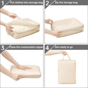 Compression Travel Organizer Bag Set Travel Luggage Organizer Bags 4Pcs Packing <b>Cubes</b> Storage Bags - Product Image 3