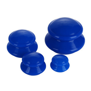 Blue Silicone Cupping <b>Set</b> 4 Pieces Neck <b>Massage</b> Press Type Home Use Detachable Cleaning - Product Image 1