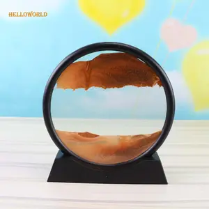 HelloWorld New Products Moving Sandscapes Flowing Design Dynamic Sand Art Rotate Sand Pictures For Home Office