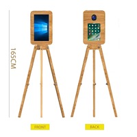 YPT YPT--W4 Double-sided Oak Instant Print Photo Booth 18.5" Touchscreen Display IPad/DSLR/Camera Tempered Glass Wooden