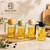 Bouteille pulvérisateur d'huile en verre de 470 ml (16 oz) avec poignée, logo personnalisé, vente en gros, brume fine, pour vinaigre, liquides alimentaires, emballage Bolong