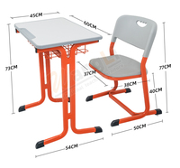 Ensemble de bureau et chaise scolaire moderne personnalisable, cadre orange, pour les écoles primaires, le bureau à domicile, la chambre à coucher, construction en acier