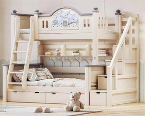 Heiß Begehrtes Massivholz-Etagenbett für Kinder, Modernes Rosa Prinzessinnen-Bett für Mädchen mit Bücherregal, Luxuriöses Kinderbett in Vielfältigen Designs - Product Image 5