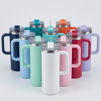 Venta al por Mayor de Vasos Térmicos de Acero Inoxidable con Aislamiento al Vacío de Doble Pared, Revestimiento Cerámico, con Asa para Viaje, de 16 y 20 oz