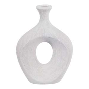 Vaso in Ceramica Ovale con Ritagli, Alto, Moderno, Decorativo per Soggiorno, Camera da Letto, Ufficio, Tavolo d'Appoggio - Product Image 5