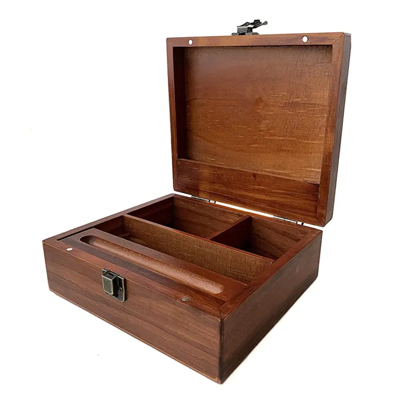 airtight smoking accessories cigar storage magnetic box rolling tray set wooden stash box OEM