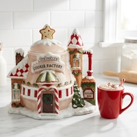 Pot à biscuits unique en céramique avec motif de village de Noël