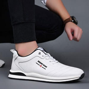 Superichuo – Baskets décontractées en cuir pour hommes, à lacets, semelle plate en caoutchouc, motif géométrique, durables, toutes saisons, chaussures de marche - Product Image 4