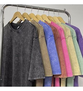 T-shirt da <span class=keywords><strong>uomo</strong></span> oversize in <span class=keywords><strong>cotone</strong></span> pesante, stile vintage lavato, moda retrò, mezza manica, estiva. - Product Image 1