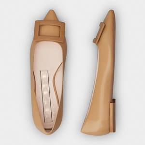 Luxury Famous Brand Leather Upper With Buckle Design <b>Pointed</b> <b>Toe</b> Shape Casual Dress <b>Flat</b> Woman Shoes - Product Image 6