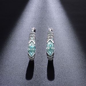 Pendientes <span class=keywords><strong>de</strong></span> Plata <span class=keywords><strong>de</strong></span> Ley 925 al por Mayor, Chapados en <span class=keywords><strong>Oro</strong></span> <span class=keywords><strong>de</strong></span> 18K, con Moissanita Azul Corte Marquesa, Brillantes, Unisex - Product Image 3