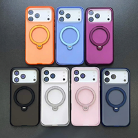 Casing Magnetik 3000 Gauss dengan Ring Holder untuk iPhone 18 Pro 17 16 15, PC Frosted Tebal 2.6mm, Anti Benturan, Dilengkapi Kickstand