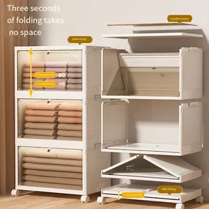 Hot Sales 1-6 Storey Stackable Kitchen Plastic Storage Box Set Equipped With Pulleys Mobility Kitchen Storage Box