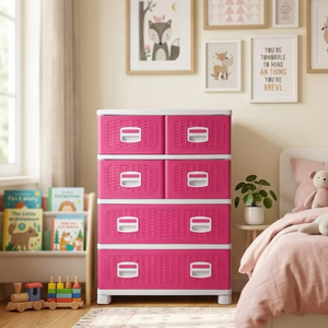 Caja de Almacenamiento de Plástico Plegable y Apilable Multifuncional y Duradera con Diseño de Mimbre, Cajón y Colgador para Ropa, para el Hogar - Product Image 6