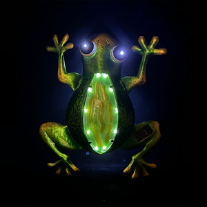 Không thấm nước Patio ngoài trời Vườn hàng rào Led Kim Loại kính ếch treo trang trí năng lượng mặt trời Đèn tường - Product Image 2