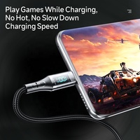 Câble USB Type-C PD 100W 5A à charge rapide en nylon tressé Fashion A8CC 1,2 m avec affichage numérique transparent pour ordinateur et écouteurs