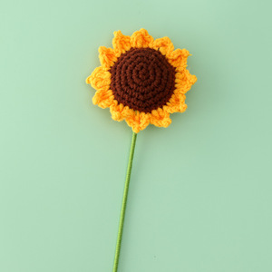 Tournesol tige unique Crochet <span class=keywords><strong>Bouquet</strong></span> 5 plis fil tricoté pour la journée des enseignants maternelle Graduation <span class=keywords><strong>fleurs</strong></span> décoratives plantes - Product Image 6